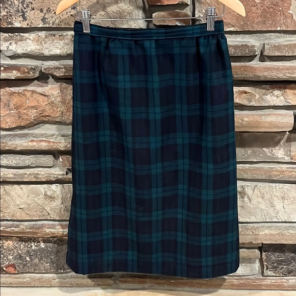 Laura Ashley Dresses & Skirts - Vintage 80s Laura Ashley Black Watch Tartan Wool Skirt